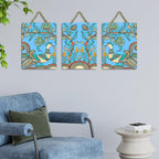 Artvibes Kalamkari Art Wooden Wall Hanger for Home Decor | Living Room | Wall Art Paintings | Wall Illustrations | Wall Accents | Door Hanging Art Items | Gift Items (WH_96160N), Set of 3