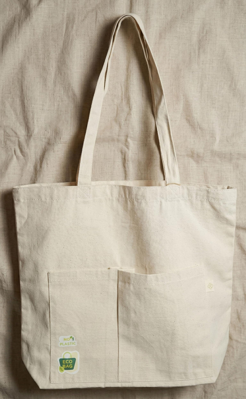 Jute Tote Bag with Cotton Handles | Eco-Friendly Hand Screen Printed Wave Design Shopping Bag | Reusable Natural Jute Bag with Azo-Free Dye Print