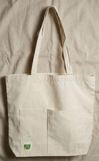 Jute Tote Bag with Cotton Handles | Eco-Friendly Hand Screen Printed Wave Design Shopping Bag | Reusable Natural Jute Bag with Azo-Free Dye Print