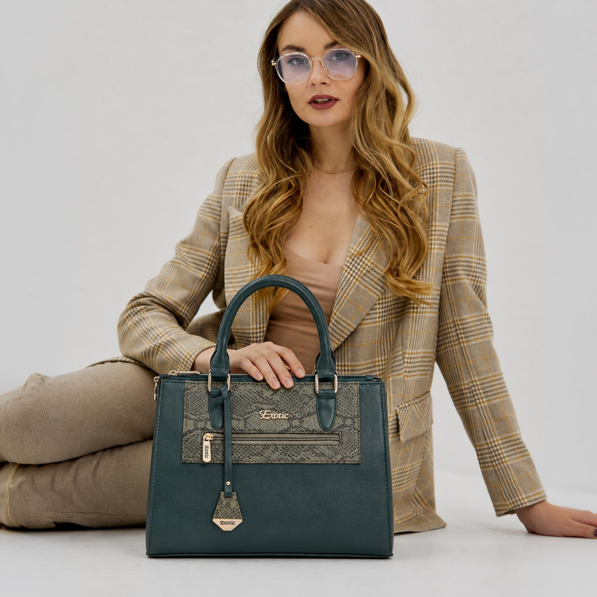 EXOTIC Urban Grace Handbag with Snake Print Panel