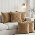 Yellow Weaves Jacquard Cushion Covers | Sofa Cushion Covers | Throw Pillow Cover for Sofa, Couch, Living Room| Removable & Washable | 16x16 Inches, Set of 5 (Golden Brown)