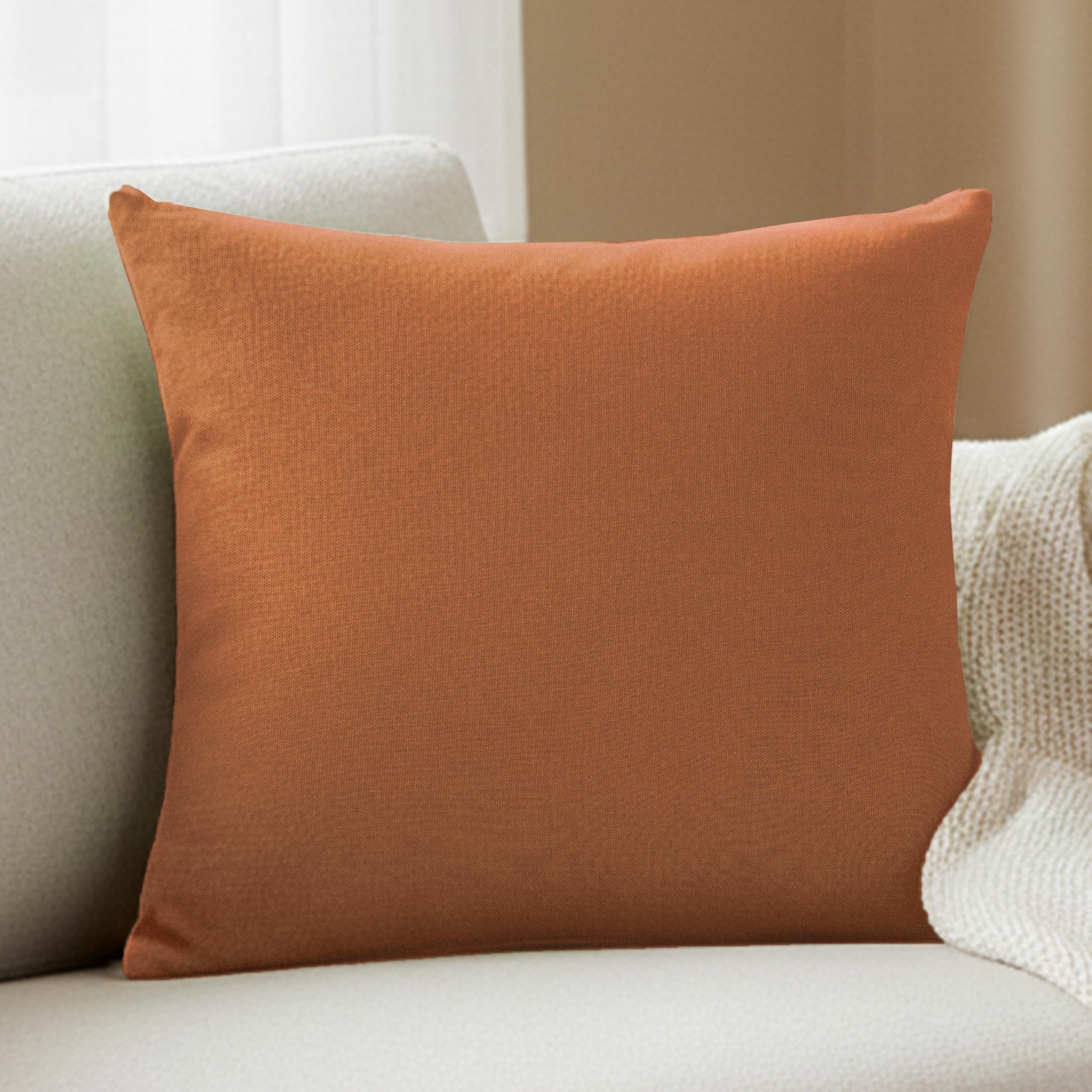 Yellow Weaves Cotton Canvas Decorative Cushion Covers, (16 X 16 Inches), Set of 1, Rust Brown