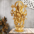 ARTVARKO Brass Lord Ganesha Bhagwan Standing with Mooshak Mangalkari Ganesh Idol Ganpati Murti Statue Home Office Entrance 16 Inches.