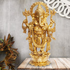 ARTVARKO Brass Lord Ganesha Bhagwan Standing with Mooshak Mangalkari Ganesh Idol Ganpati Murti Statue Home Office Entrance 16 Inches.