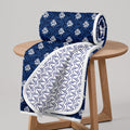 Divine Casa 120 GSM Microfiber Double Dohar | Soft & Lightweight Throw Blanket | Cozy & Breathable | All-Season Comfort | 220 x 205 CM | Floral Pattern | Medieval Blue & White Kafalo