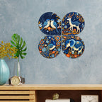 Artvibes Floral Animal Decorative Wall Art MDF Wooden Wall Hanger for Living Room | Room Decoration | Handcrafted Art | Aesthetic Wooden Decor | Artworks Hangings | Ideal Gifts (WH_8444N), Set of 4