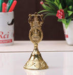 Kriday Kraft Antique Pooja Bells Metal Gold Kuber Ghanti, Hand Bell with Kuber Laxmi and Ganesh Embose for Pooja Mandir Handcrafted Puja Ghanti Home and Office Mandir Décor