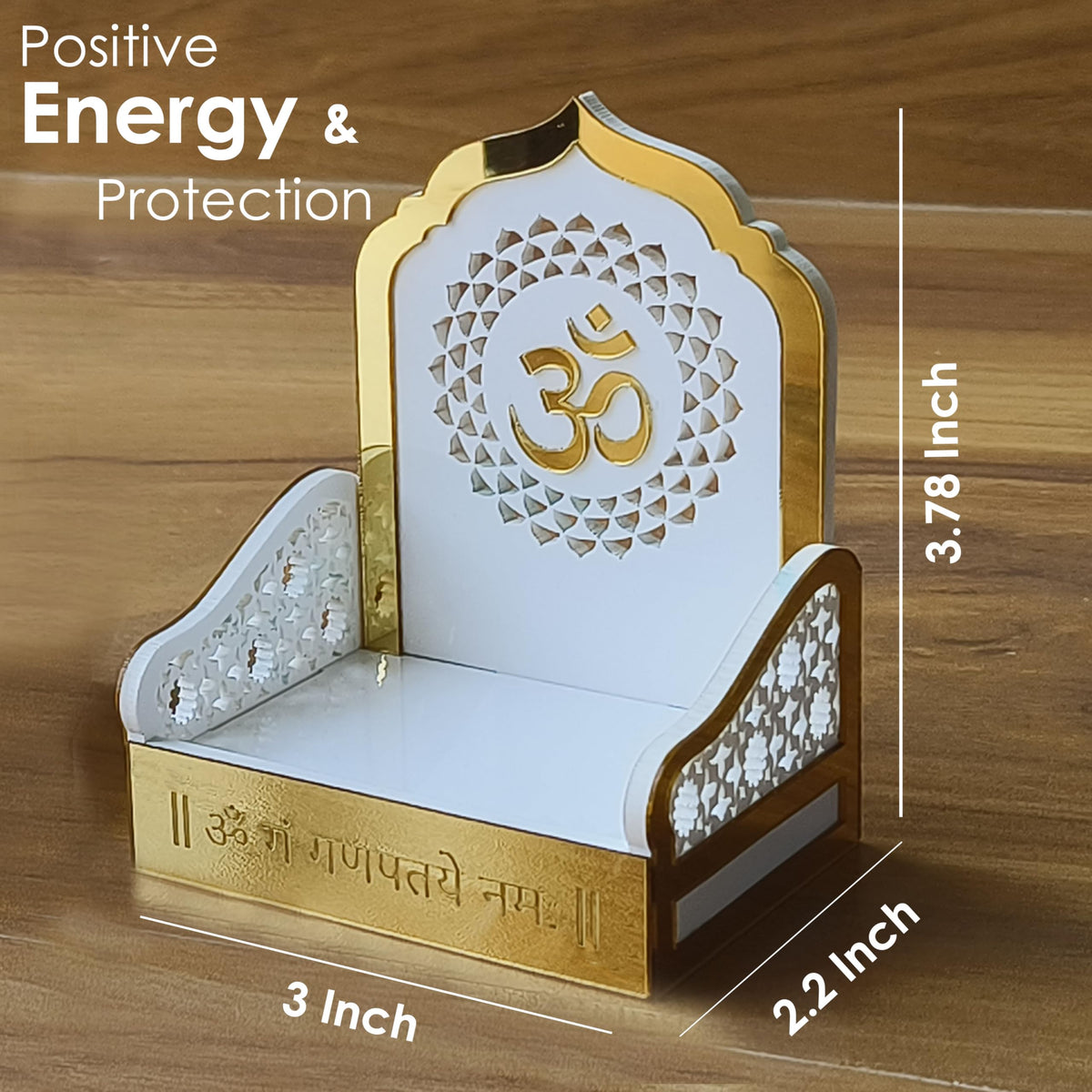 SOLOBOLO Acrylic Ganesh Idol for Car Dashboard with Small Temple for Car Dashboard,Ganesh Idol for Office Desk,Ganesha Idol for Gift,Gift for Housewarming Ceremony (Singhasan Only),5.6 Cm,7.6 Cm