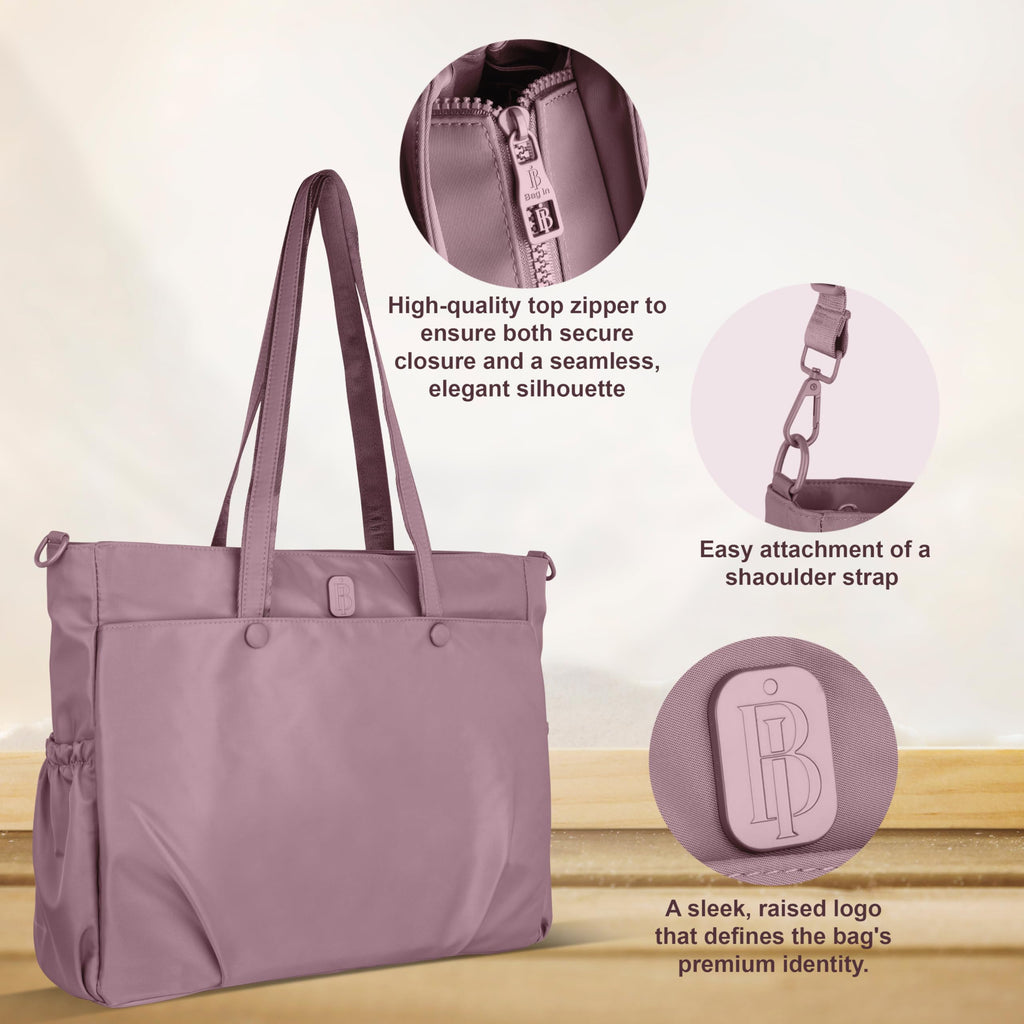 Premium Large Capacity Everyday Tote Bag for Women with Zipper Closure and Multi Pocket Storage (PINK)