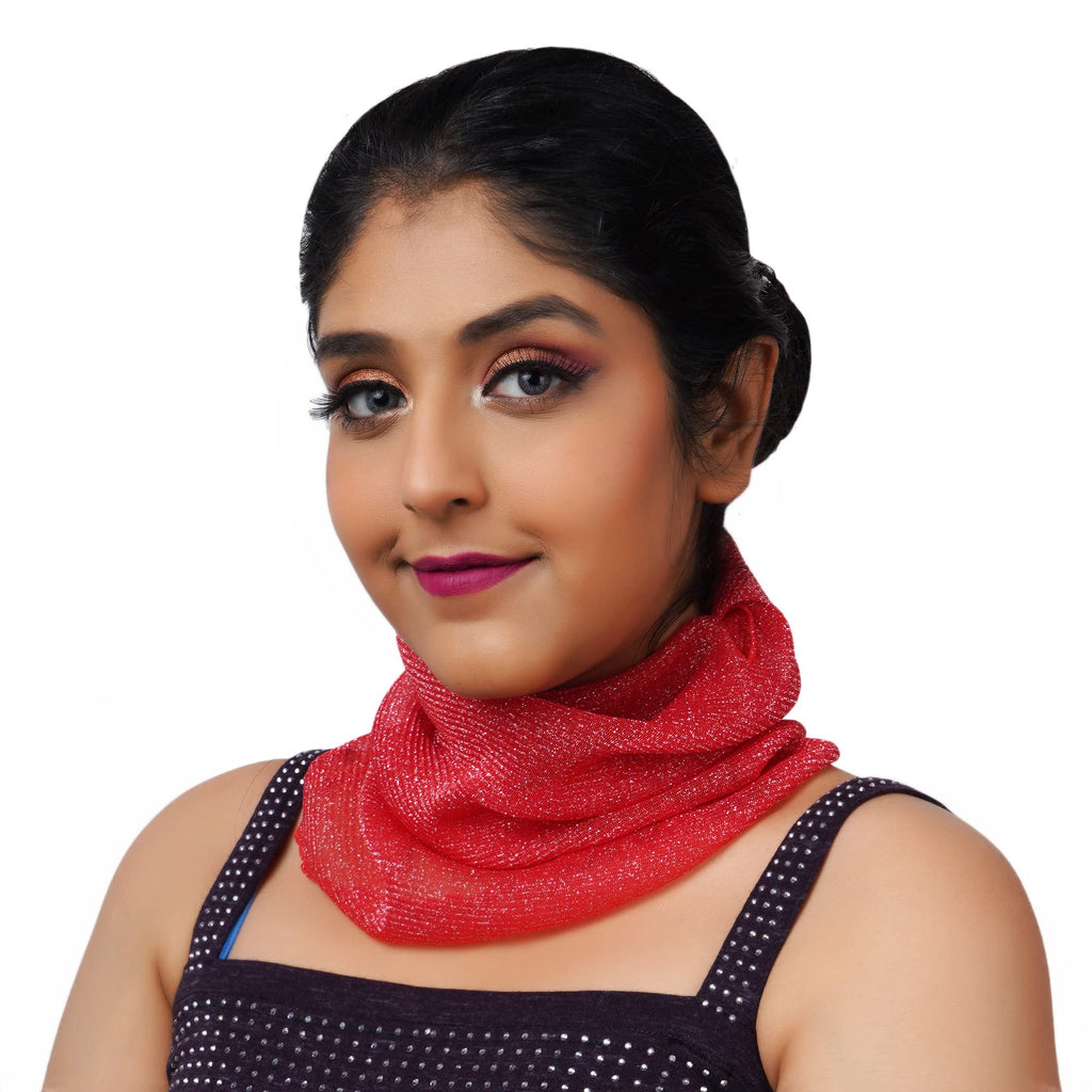 KETKAR Women's Spring Summer Face Scarf Bandana Net Mask Soft Cashmere Neck Scarves_Free Size(Pack Of 02,Pink And Red)