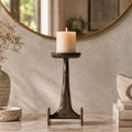 Helios Pyrr Imperial Column Candle Stand - Antique Copper | Luxury Metal Candle Holder Set for Home, Living Room & Gifts | Modern Decorative Centerpiece