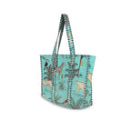 Quilted Premium Cotton Printed Reversible Tote Bag Grocery Shopping Bag Travel Bags Carry Bag 18x15x5.5 Inch