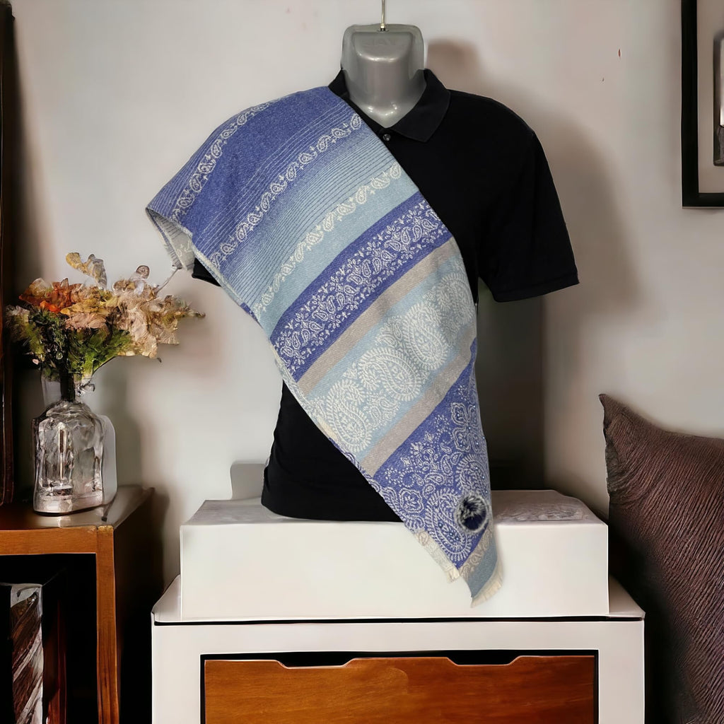 Huevess Kashmiri Winter Woolen Stole for Women (Blue)