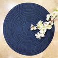 SAPROSE® Polypropylene Multipurpose Braided Round Table Mat (1 PC Pack, 40 cm), Dinning Place mats, Side Table Mat, Doilies, Machine Washable Large Mat for Dining Table (15.5 Dia, Blue-Black) Kafalo