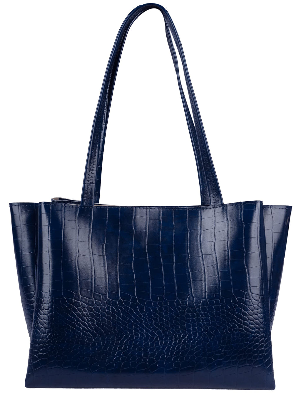 Carrylux Large Capacity Croco Pattern Tote Bags For Womens Big Purses And Handbags Ladies Big Shoulder Bag (Blue)