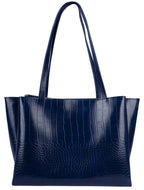 Carrylux Large Capacity Croco Pattern Tote Bags For Womens Big Purses And Handbags Ladies Big Shoulder Bag (Blue)