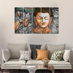 VIBECRAFTS Buddha Meditating 5 Pieces Canvas Wall Painting For Home | Office | Living Room | Gift (PTVC5Pcs4_8553)