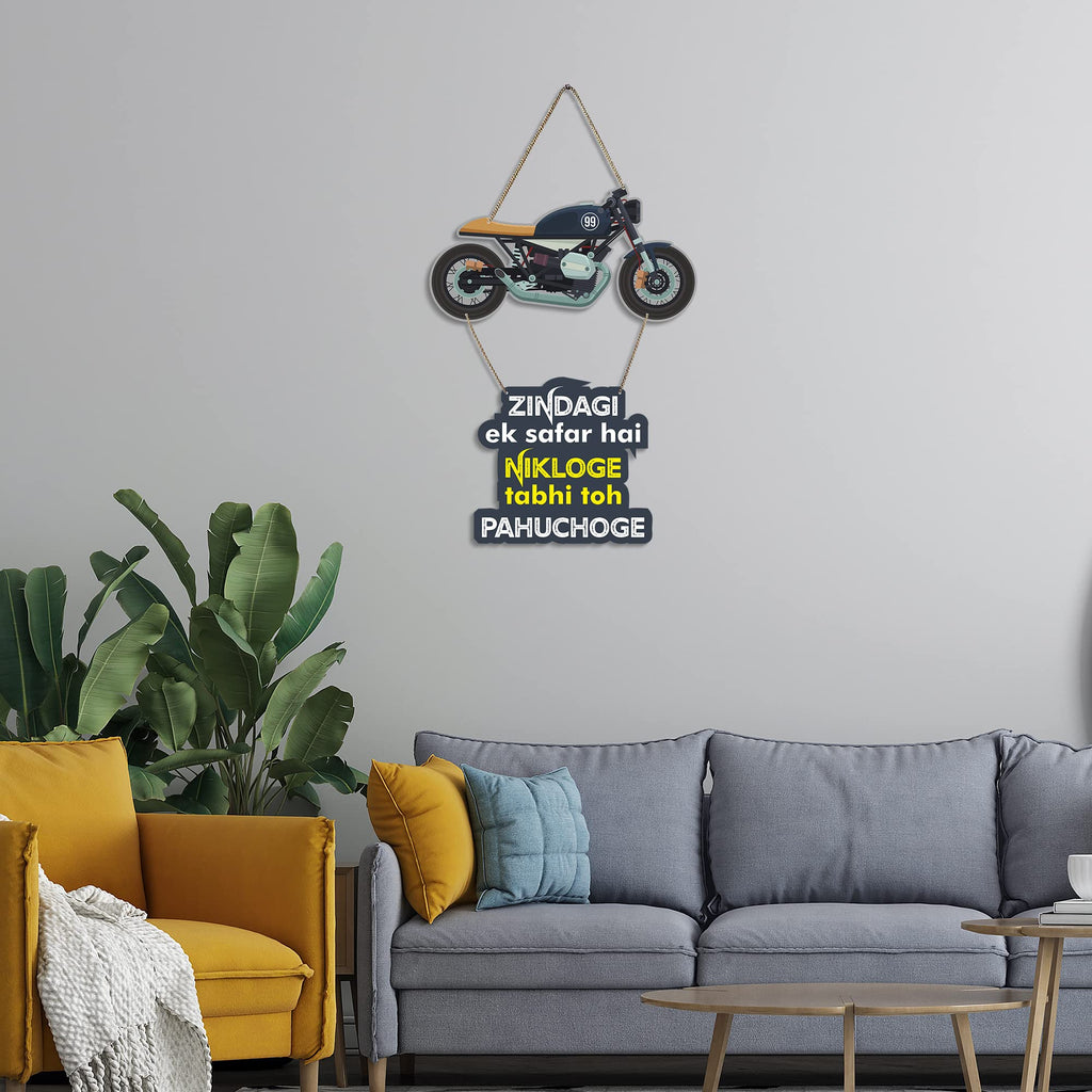 Artvibes Zindagi Ek Safar Hai Printed Wooden Wall Hanging MDF Wall Art | Quotes Decor Item for Office | Wall Sculpture | Traveller Quotes Art | Wall Poster | Home Decor | Unique Gift (WH_5702N)