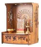 Crotomak Wooden Temple Mandir Pooja Stand for Home, Office Puja Mandir with Drawer Foldable Premium with LED Spot Light (03-Ganesha)