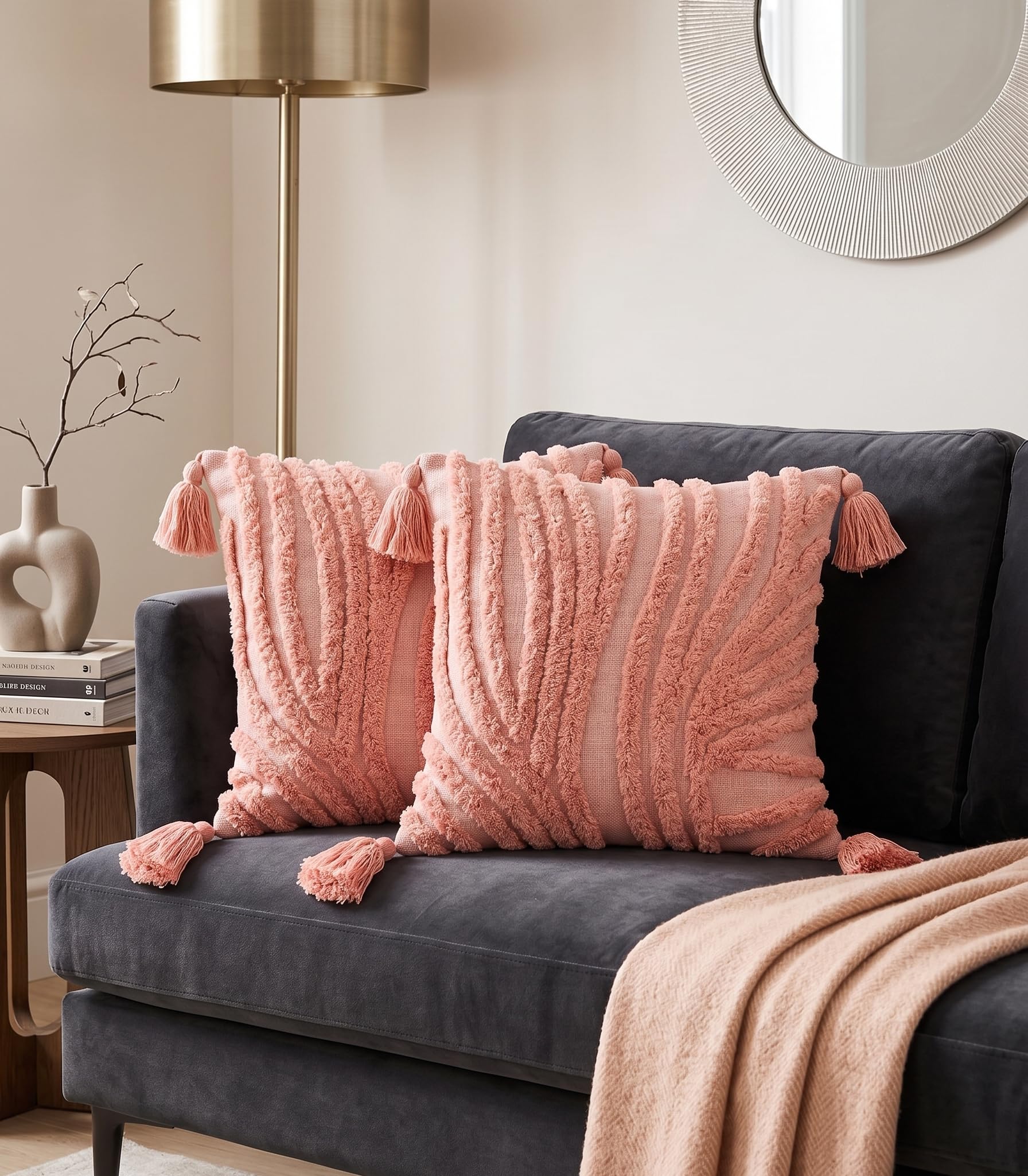 Furnistitchs Premium Decorative Throw Cushion Pillow Cover Boho Home Decor - Living Room Bedroom Couch Sofa Cushion Covers 16 inch x 16 inch (1, Multicolor Bands)