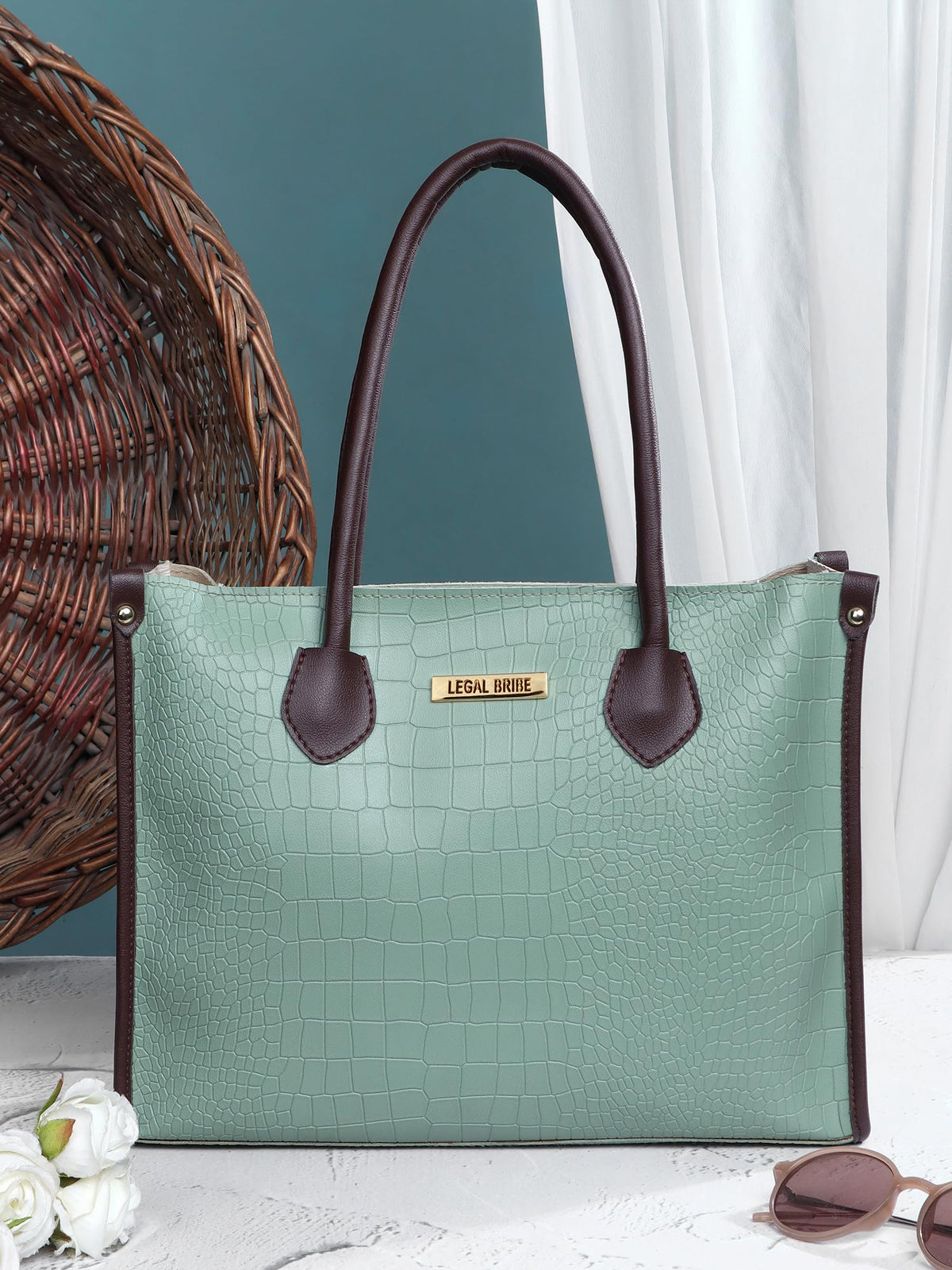 LEGAL BRIBE Women Crock Style Classic Tote Bag (Green)
