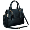 RICHSIGN LEATHER ACCESSORIES Full-Grain Natural Leather Top-Handle satchel Tote Ladies Handbags & Shoulder Sling Bags For Women Office Branded Stylish Latest Size-L-11 X H-10 x W- 5 In (BLACK)