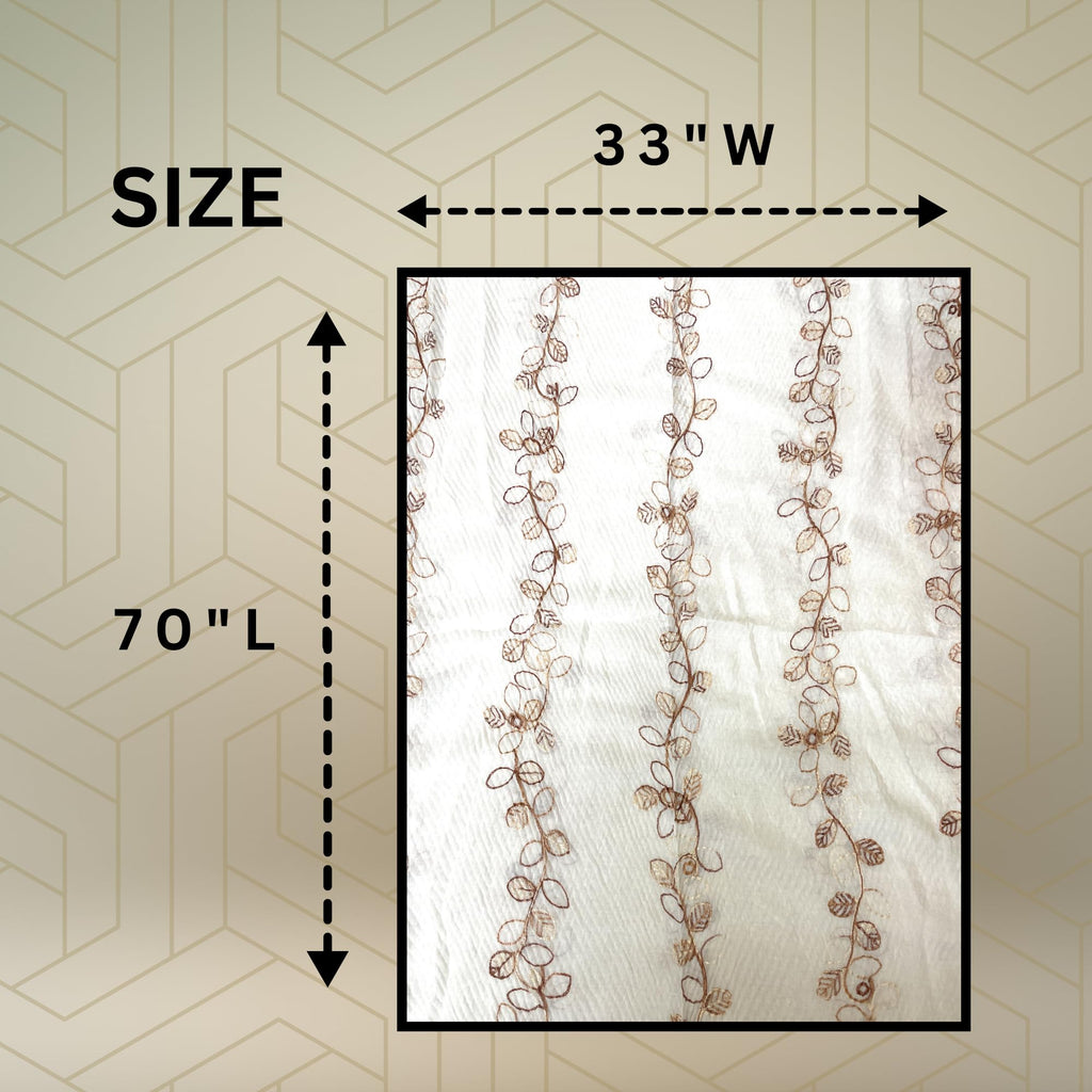 FAHABO Scarf for Women Stylish Pleated Viscose Cotton with Embroidery and Tassels | Hijab Scarf | Stole | Soft, Lightweight, and Latest Scarves | 72 x 33 Inches (Fairy Tale White)