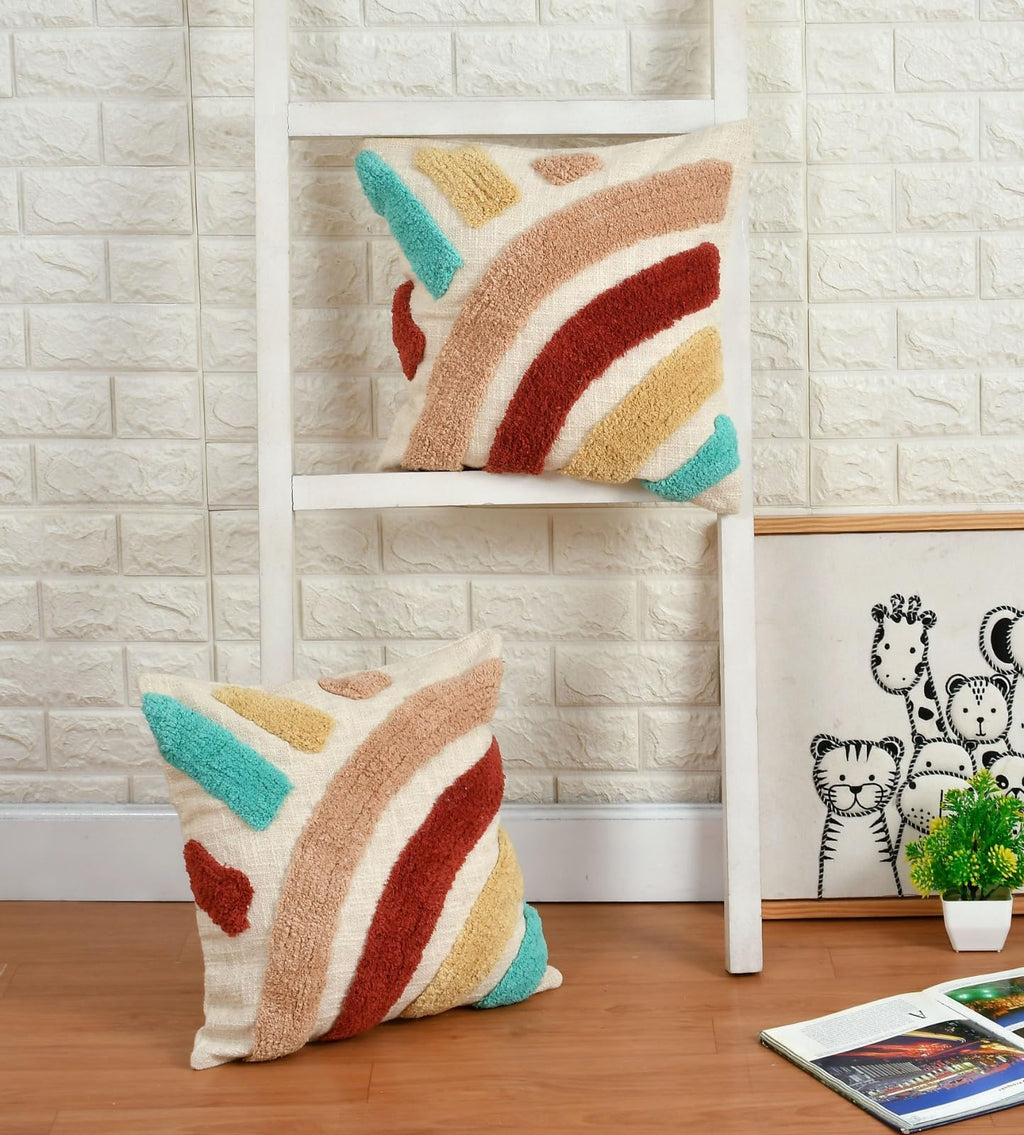 Furnistitchs Premium Decorative Throw Cushion Pillow Cover Boho Home Decor - Living Room Bedroom Couch Sofa Cushion Covers 16 inch x 16 inch (1, Mustard V)