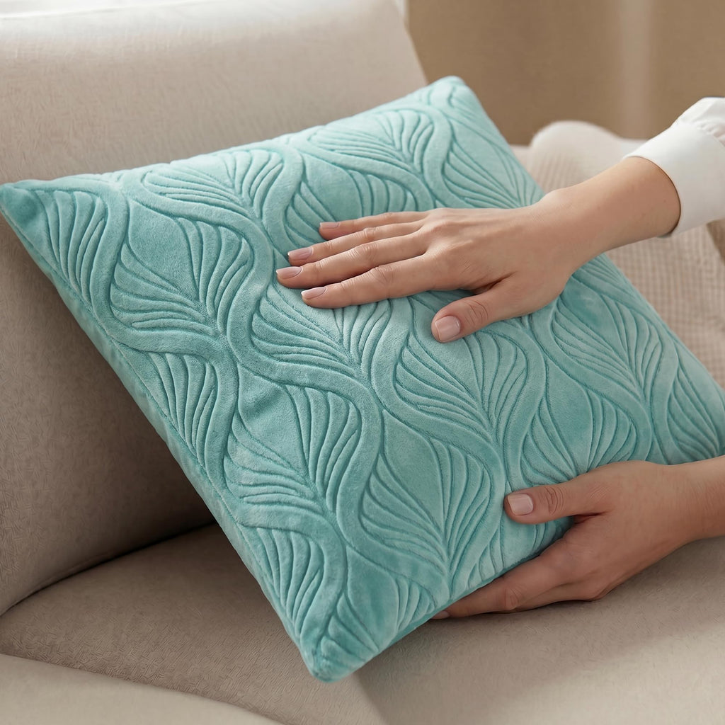 Yellow Weaves Jacquard Cushion Covers | Sofa Cushion Covers | Throw Pillow Cover for Sofa, Couch, Living Room| Removable & Washable | 16x16 Inches, Set of 5 (Powder Blue)