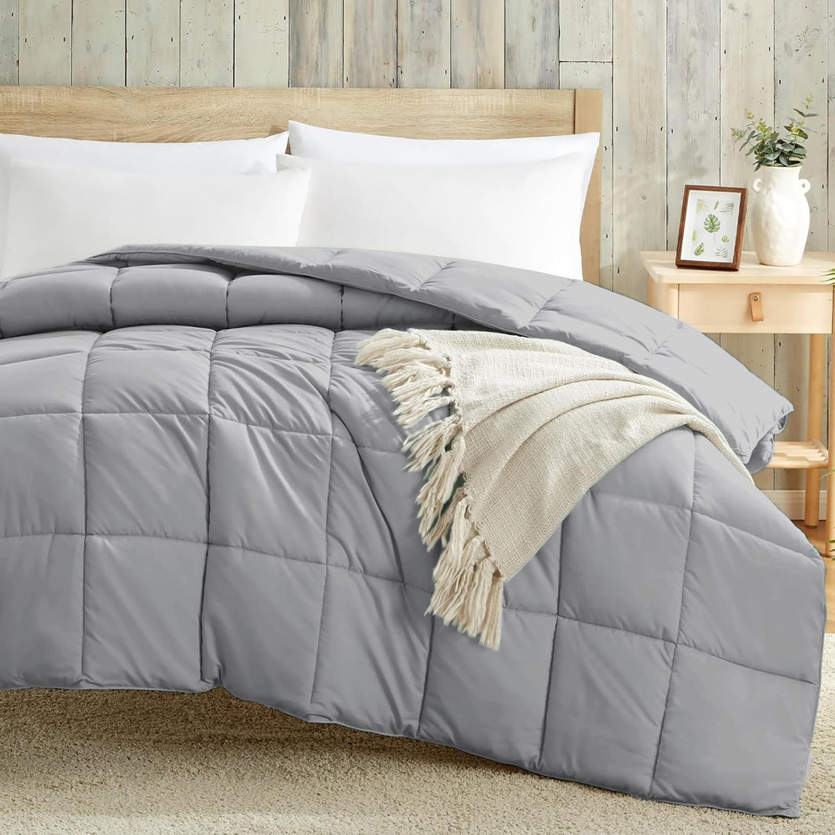 Luxury 100 GSM Summer Comforter Single Bed All Season AC Comforter/Blanket/Duvet Soft & Breathable Lightweight (60 X 90 Inches) - Single Bed Comforter - Silver Grey Color Kafalo