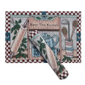 PRAKARTIK BY INDUARTS Bless This Kitchen Eco-Friendly Cotton Dining Rectangular Table mats - Reusable, Machine Washable, Everyday Use Blue Placemats, Set of 6 (33x47 cm) Kafalo