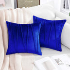 Khooti Velvet Striped Cushion Cover Pack of 1-14X14/36X36 Cm | Royal Blue | Soft Pillow Covers Cushion Case for Sofa Bedroom Living Room Chair Car, Cushion Cover with Zig Zag Pattern