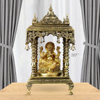 ARTVARKO Handcrafted Full Brass Temple Pooja Mandir for Living Room Pooja Decoration Religious Home Decor 21 Inches