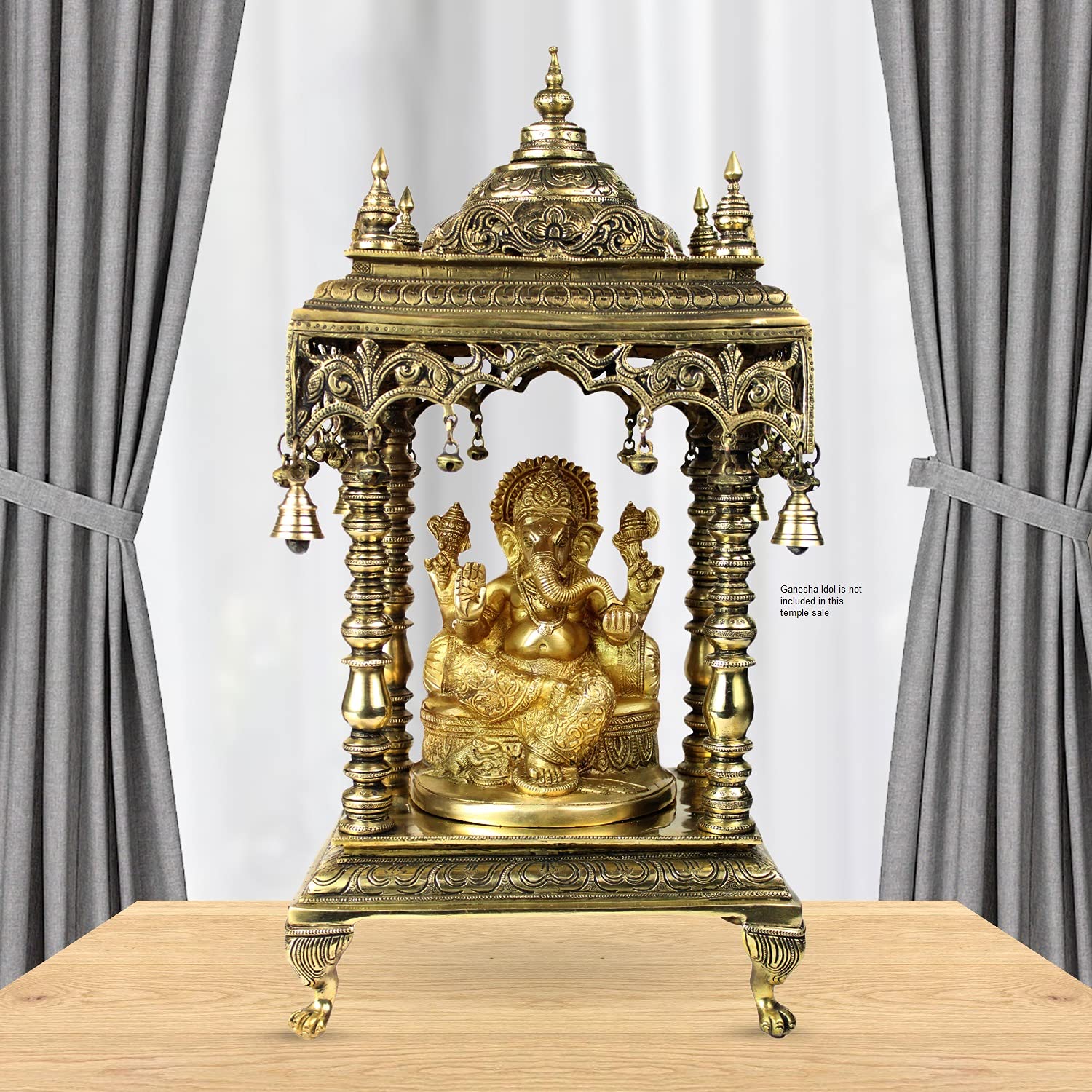 ARTVARKO Handcrafted Full Brass Temple Pooja Mandir for Living Room Pooja Decoration Religious Home Decor 21 Inches