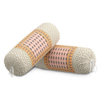 BLOCKS OF INDIA Cotton Hand Block Printed Bolster Cover | Booster Cover with Drawstring | Round Long Pillow Cover for Bed | Dewan Pillow Cover Set 16 X 32 | Set of 2 (Color 35)