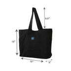 AQVA Cotton Canvas Tote Bag for Women & Girls | Shoulder Bag with Magnetic Button Closure & Solid Colour | Multipurpose Shopping, Travel, Beach, Office Bag | Good Gift Choice for Women (Black)