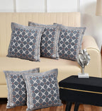DECOMIZER Jacquard Geomteric Cushion Covers 16 Inch X 16 Inch Set Of 5 Ethnic Motifs Cushion Covers,Design- Criss-Cross,Color- Grey, 240 TC