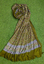 JAHAN TEXTILE mehndi Floral Printed Scarf for Women | Soft Lightweight Dupatta/Stole with Tassels | Elegant Ethnic & Casual Wear Wrap | Stylish Designer Shawl for All Seasons (Mehendi)