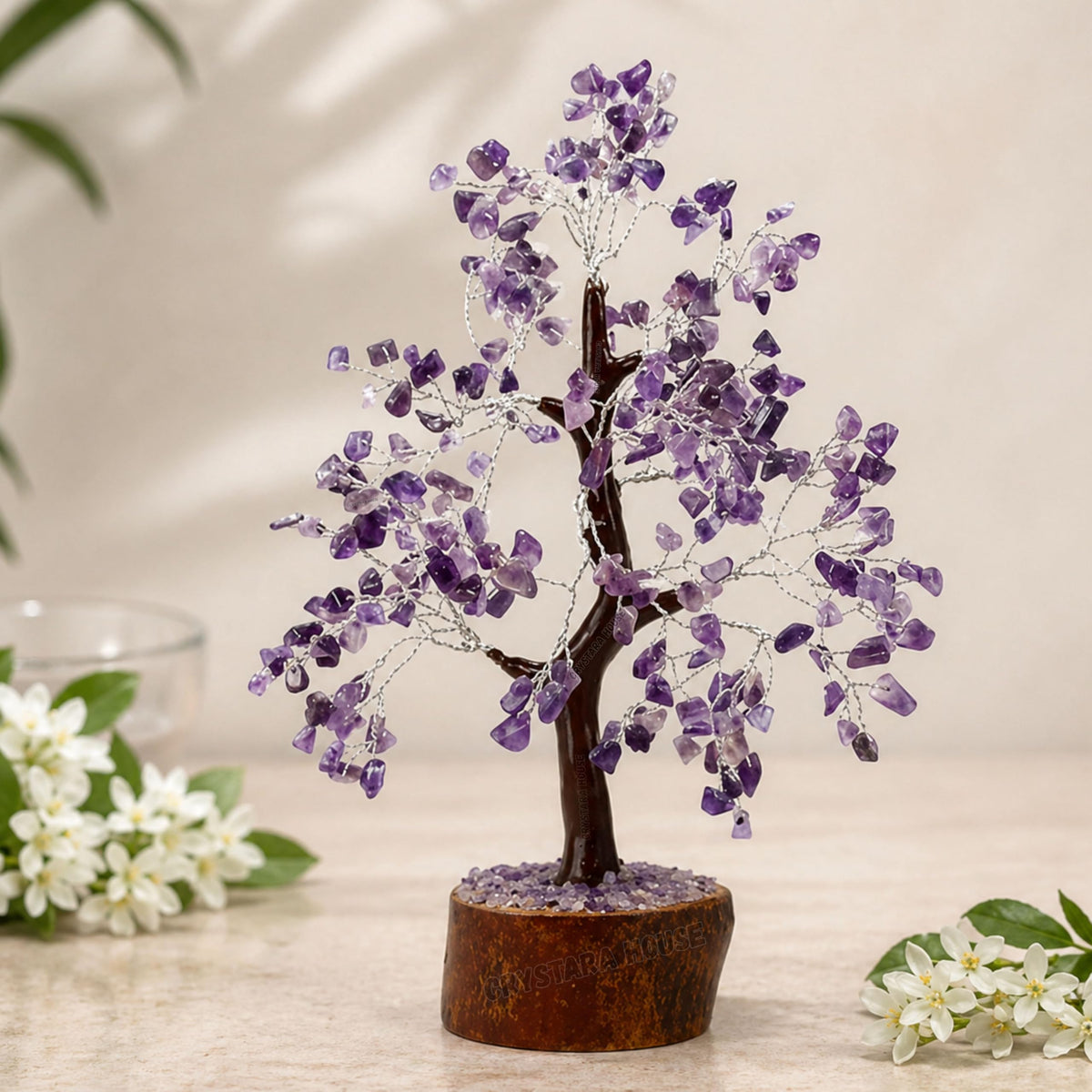 Amethyst Gemstone Tree 10 Inch | Natural Crystal Money Tree for Home Decor, Vastu & Feng Shui | Healing Crystal Tree for Wealth, Prosperity, Positive Energy & Office Desk Decoration
