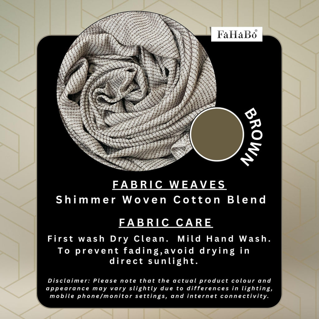 FAHABO Shimmer Woven Cotton Blend Scarf for Women – Lightweight Hijab & Stole Wrap | 73 x 29 Inches (Brown)