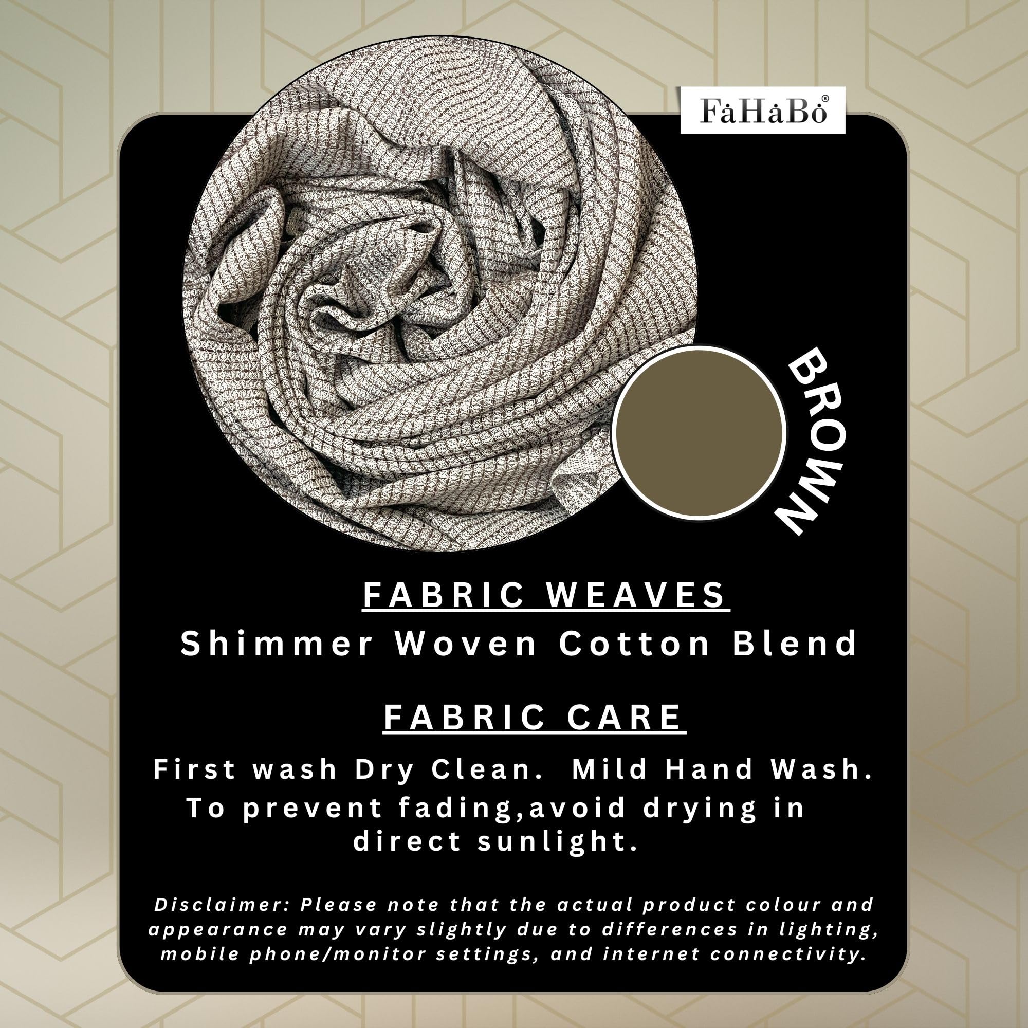 FAHABO Shimmer Woven Cotton Blend Scarf for Women – Lightweight Hijab & Stole Wrap | 73 x 29 Inches (Brown)