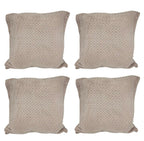 House of Quirk Polar Fleece Fabric Cushion Cover with Zipper Pack of 4 (Khaki, 45 x 45 cm)