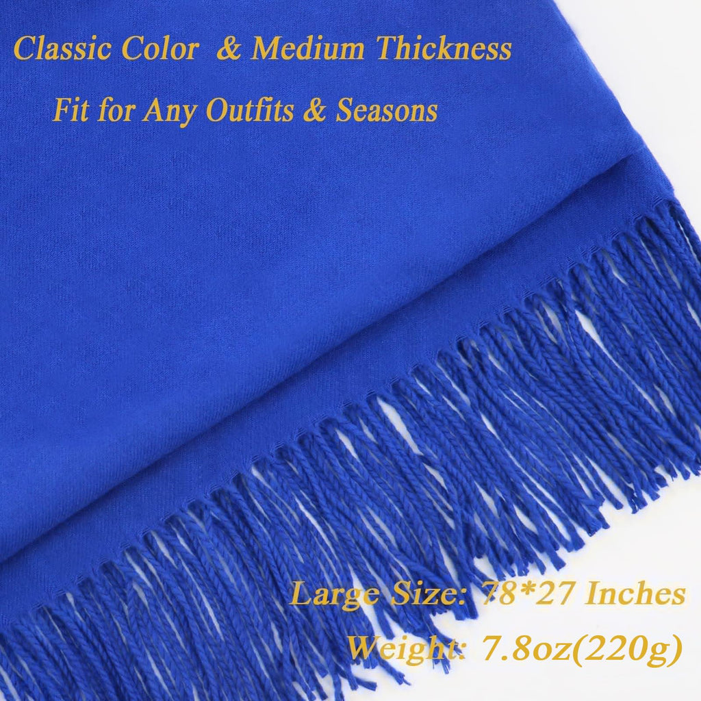 Ciormis Pashmina Shawls and Scarves Soft Pashminas Scarf Wraps for Women, N# Royal Blue, 27*78