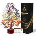 NEXSOUL 7 Chakra Crystal Tree (300 Beads) – Amethyst, Lapis, Citrine & Natural Gemstones on Golden Wire Bonsai – Vastu & Feng Shui Money Tree for Living Room & Office – Certified Spiritual Gift