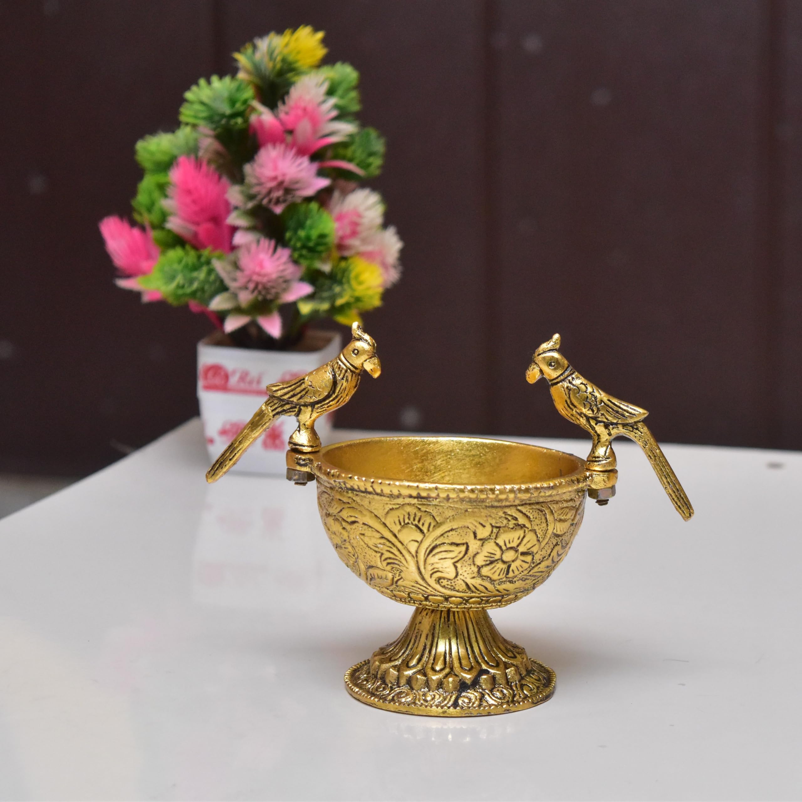 KridayKraft Aluminium Mukhwas Box Dryfruit Bowl (Gold)
