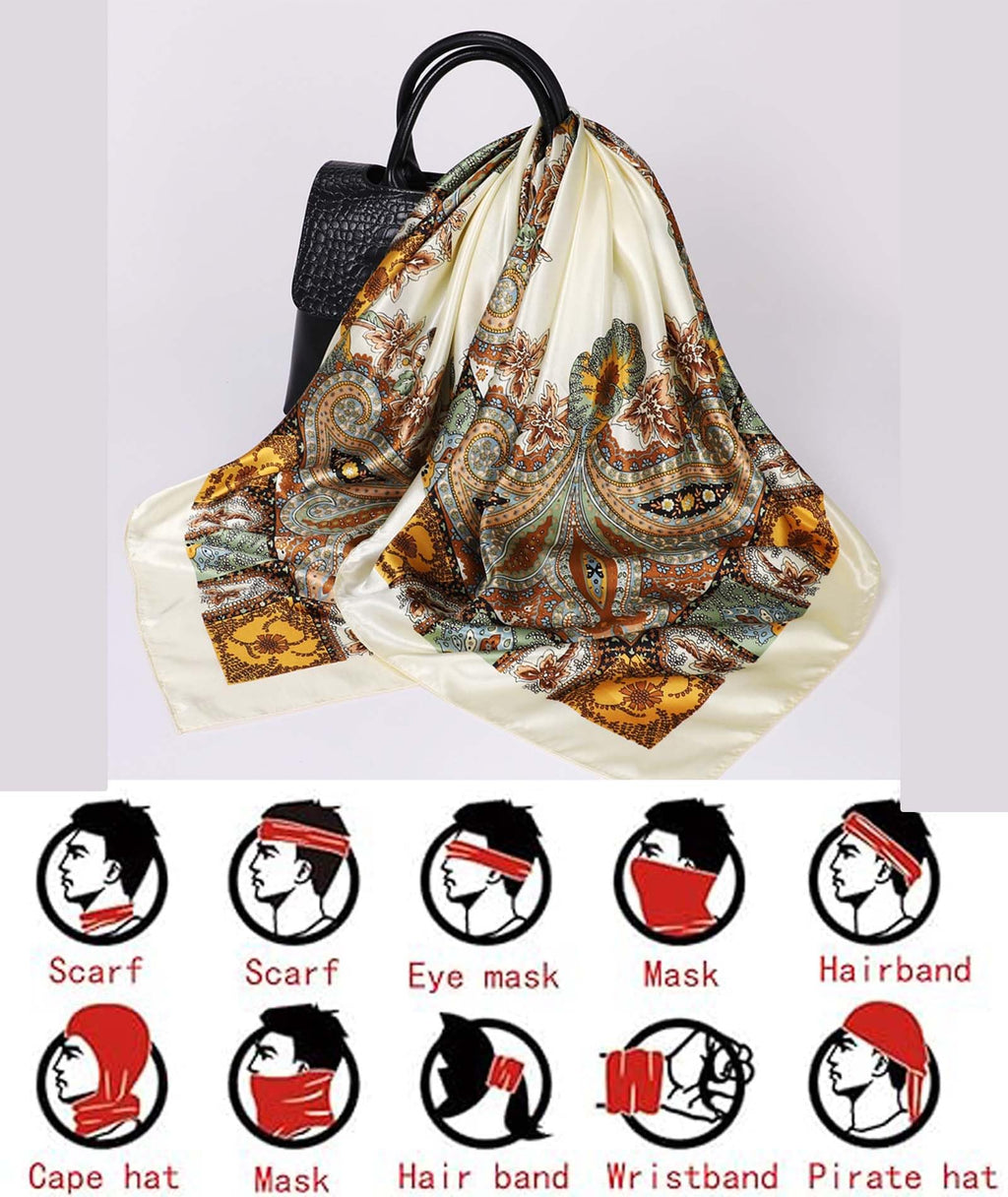 Unisex Polyester Elegant Head Scarf For Women - Fashionable And Versatile Head Scarf For Occasions - Stylish Headwear And Scarf,Ideal For Everyday Use And Special Events (White)