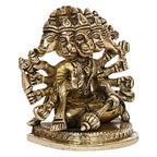 ARTVARKO Brass God Panchmukhi (Five Faced) Bajrangbali Sankat Mochan Hanuman Idol Statue Murti for Home Office Entrance Decor Temple Puja 4 Inch
