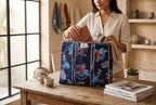 SAAJOY 100% Cotton Quilted Tote Bag For Women, 18x18inch Large Beach Bag With Large Zipper Beach Bag & Travel Bag Purse, Work Tote, Reusable Grocery Bag, Quilted Shoulder Bag