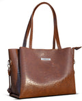 Carrylux Large Capacity Croco Pattern Tote Bags For Womens Big Purses And Handbags Ladies Big Shoulder Bag From (Brown)
