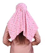 7 season's Women's Cotton Short Scarf Cum Mask for Female Universal Size/Usable For Vehicle Driver For Sunlight Uv Protection/White Printed Design (Cap_Pink, Free)